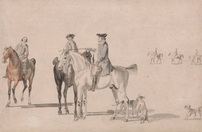 Il duca di Cumberland con un gentiluomo e un groom, tutti a cavallo, e cani da Paul Sandby